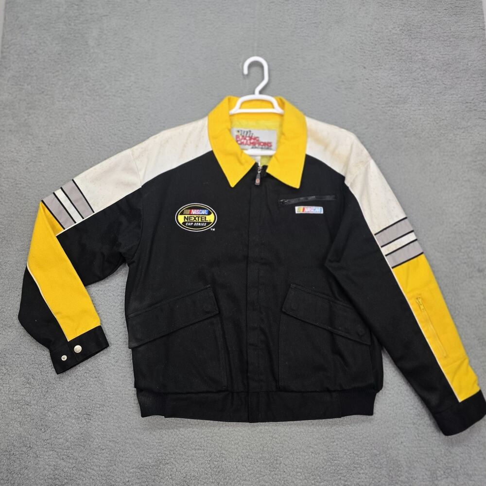 Vintage NASCAR Nextel Cup Series Black Yellow Racing Jacket Size M Medium Flaws